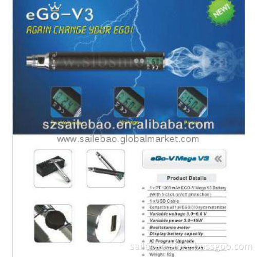 powerful e cigarette variable voltage battery ego VV3 from SLB factory